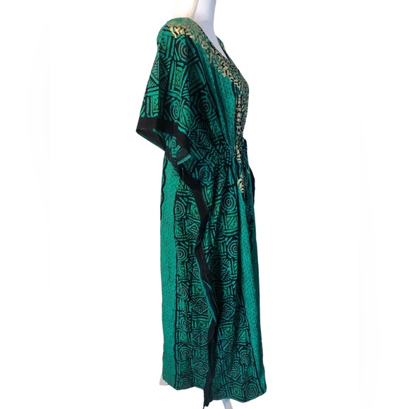 J.Gee Exotic Caftan From India Green and Gold New With Tags - Picture 2 of 6